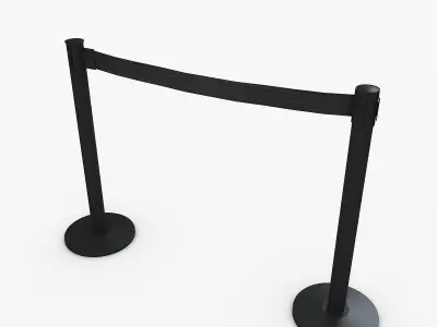 3D Airport Stanchions Black Short 3D model