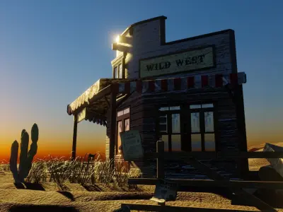 wild west saloon made in blender 3D model