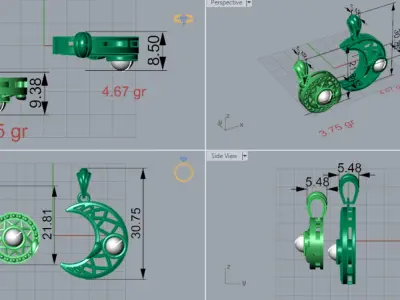 moon and sun pearl pendant pp0019 3D print model