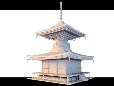 4 Traditioanl Japanese Buildings- 3d Model 3D model