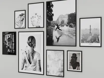 Frames Photo Modern Set 2 - Black and White - Scandinavian style Low-poly 3D model