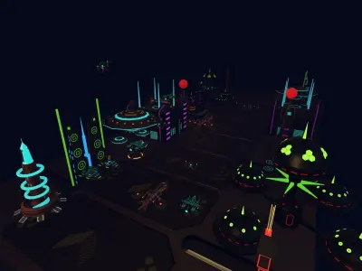 SCI FI FUTURISTIC CITY Package Low-Poly Low-poly 3D model