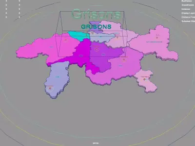 Grisons  Switzerland map region geography political geographic 3D model