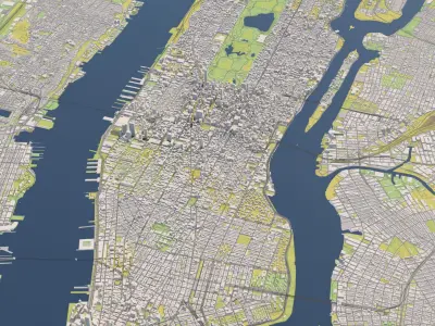New York 30 x 50 km 3D City Map 3D model
