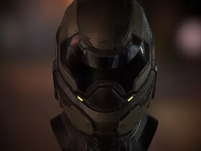 Futuristic soldier helmet Low-poly 3D model