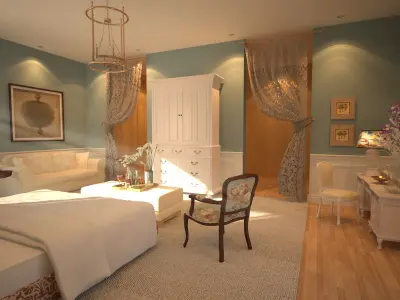 Elegant Classic Bedroom 3D Model 3D model