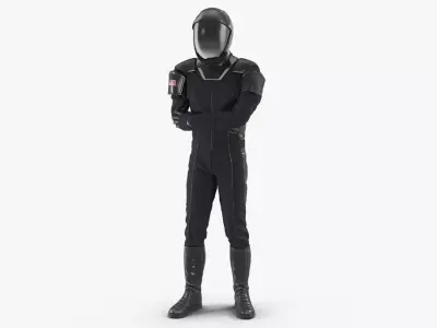 Sci Fi Astronaut Suit Black Rigged 3D model