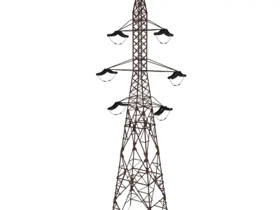 Electricity Pole 7 Weathered Low-poly 3D model