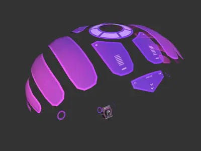 Scifi Parachute A05 Projection  - Character Accessories Design Low-poly 3D model