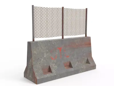 Road Barricade Old Low-poly 3D model