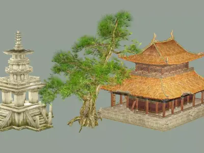 Japan Asian Medieval Hut D House 3D Model Low-poly 3D model