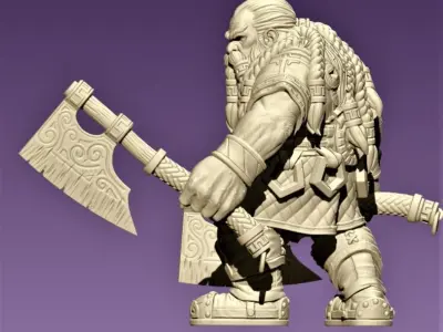Dwarf with axes 3D print model