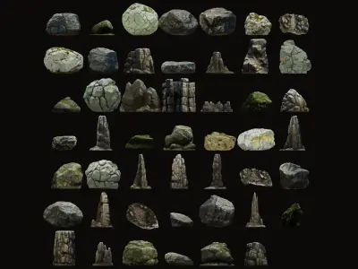 Rocks and Stones Pack Low-poly 3D model