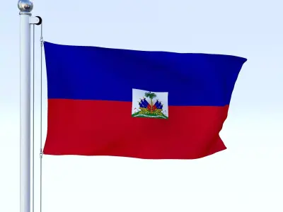Animated Haiti Flag Low-poly 3D model