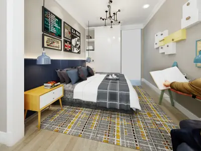 Modern Kids Room Boys Room 3D Model Low-poly 3D model