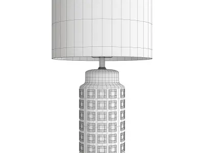 Ruby Ceramic Gold Finish Linen Shade Table Lamp Low-poly 3D model
