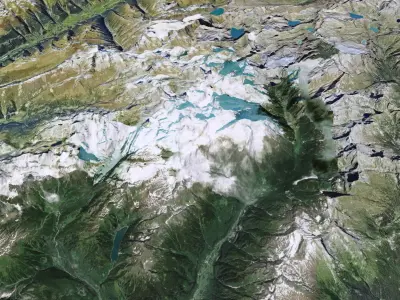 Mountain landscape near city Brig Switzerland 3D model