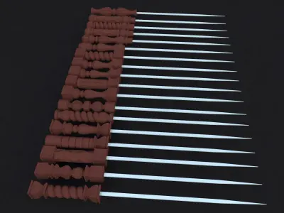 bbq skewers handles 3D model