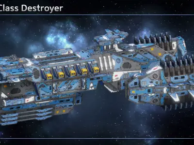 Spaceship Destroyer Titan Low-poly 3D model