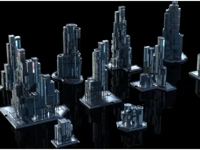 MODERN BUILDING AND SKYSCRAPER PACK KITBASH CITY WORLD KIT 3D model