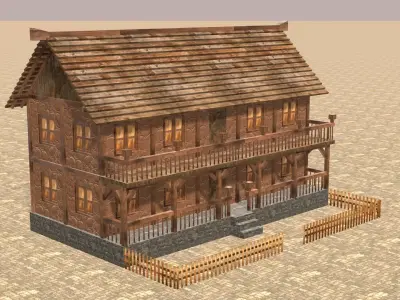 Medieval house fourteen 5 Low-poly 3D model