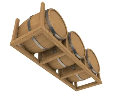 Wooden Barrel collection 3D model