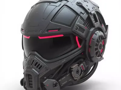Cyber-Industrial Soldier Helmet 3D Model Low-poly 3D model