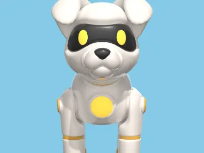 Plastic cute robot dog toy  Low-poly 3D model