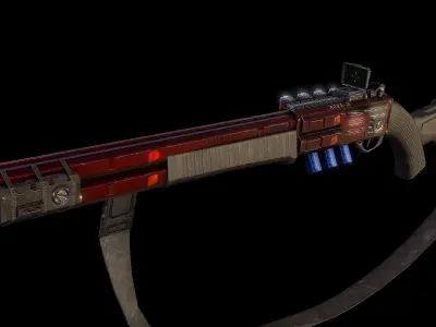 RA2539 Sci-Fi Double Barreled Shotgun Low-poly 3D model