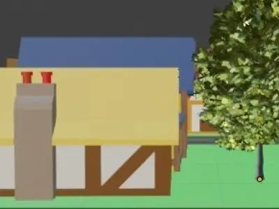 House town with houses and trees 3D model