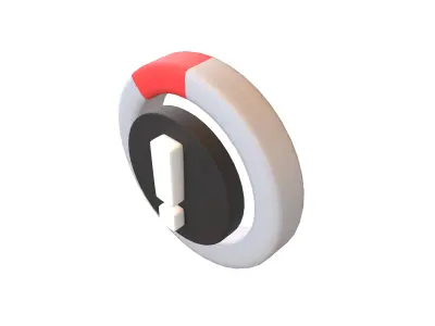Battery Circle with Exclamation Mark Symbol v1 012 Low-poly 3D model