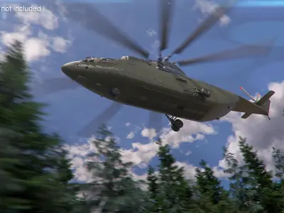  Extra Large Military Cargo Helicopter Green Rigged 