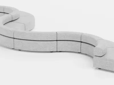 Modular Curved Sofa V3 Low-poly 3D model
