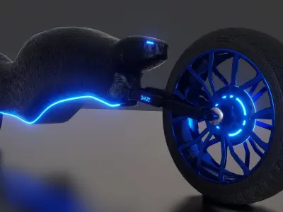 Black Panther  Unmanned Motorcycle Low-poly 3D model