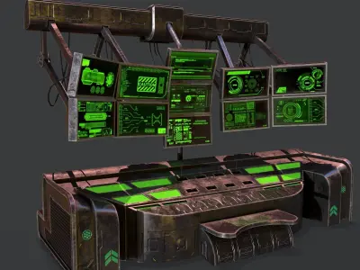 Sci-Fi Consolo Computer Base 6  Low-poly 3D model
