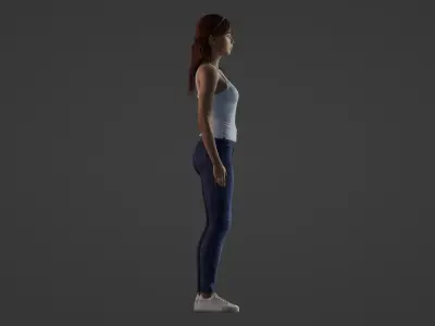 Realistic Freckled Girl 3D model