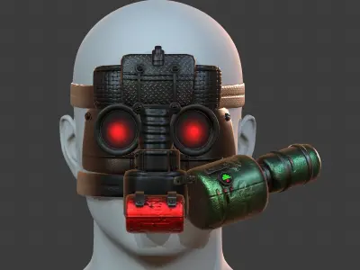 Gas mask helmet 3d model scifi Low-poly  Low-poly 3D model 182