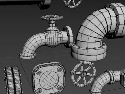 Game Assets Iron Tubes pack 3D model