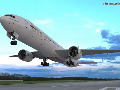  Boeing 777 Emirates Airlines Rigged for Cinema 4D 