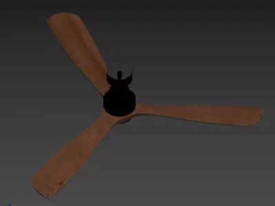 Modern Wooden 3-Blade Ceiling Fan with Light 3D model