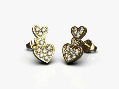 Hearts earrings 3D print model