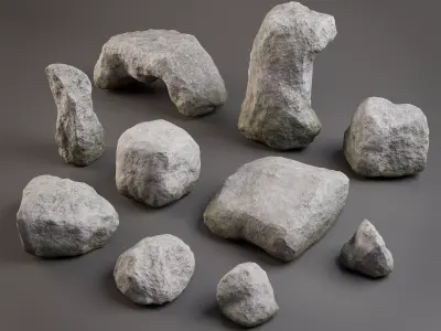 10 Low Poly Rocks 3D model