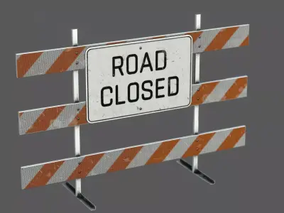Road Closed Sign Low-poly 3D model buy