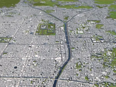Kyoto Japan 50x50km 3D City 3D Map 3D model
