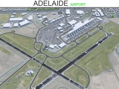 Adelaide Airport 10km Low-poly 3D model