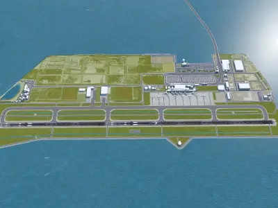 Kobe Airport 10km Low-poly 3D model