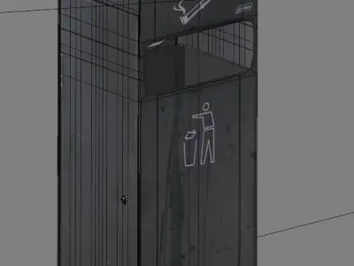 Public ashtray Low-poly 3D model