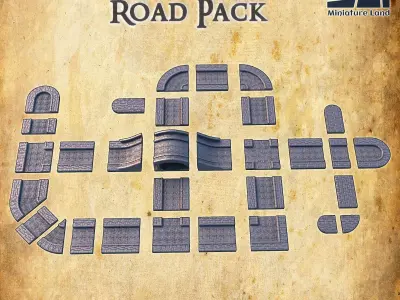 Modular Paved Road Tabletop Terrain 28 MM 3D print model