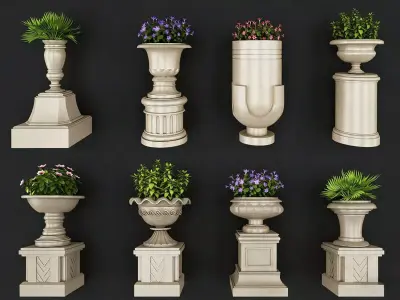 European-style flower pot 3D model