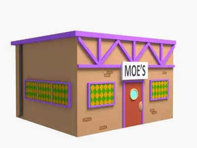 moe s tavern cartoon building 3D model